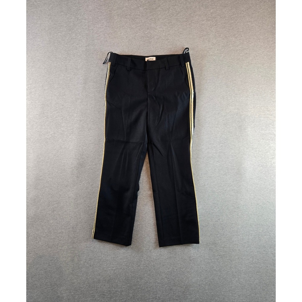 Zadig & Voltaire Posh Militaire Pants Womens 28W Black Gold Stripe Wool Cropped